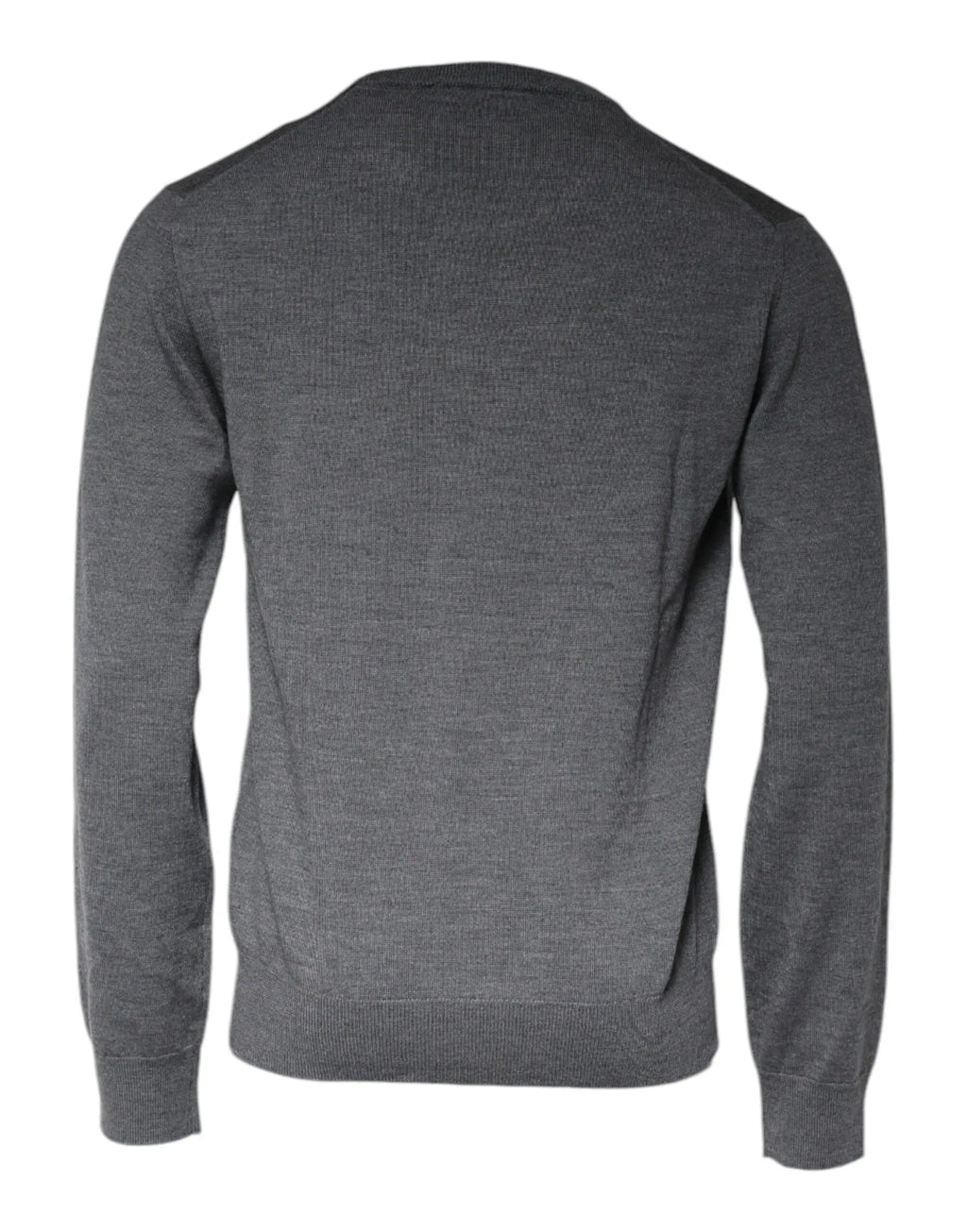 Dolce & gabbana pull en laine gris foncé à col rond avec texture chinée et poignets côtelés