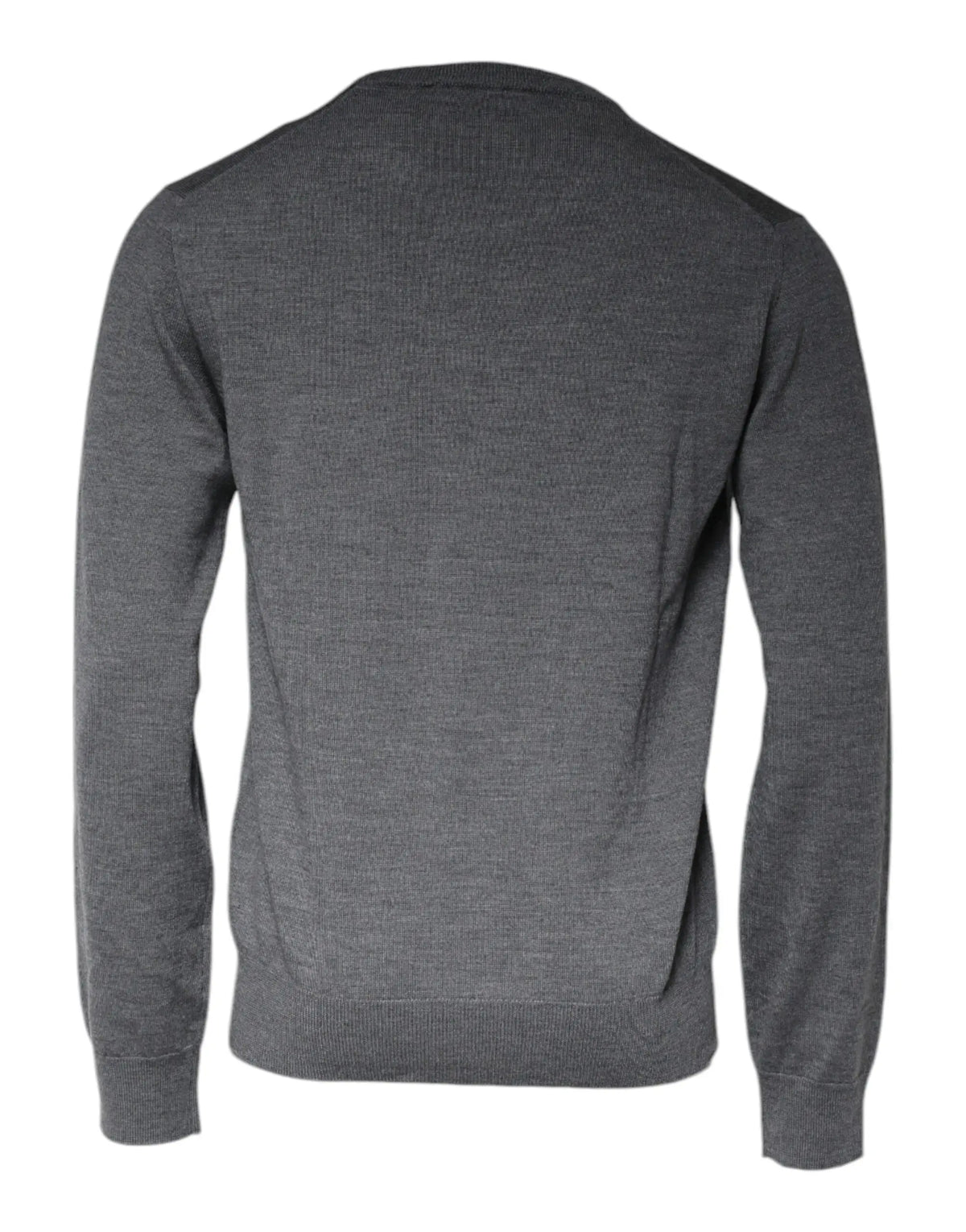 Dolce & gabbana pull en laine gris foncé à col rond avec texture chinée et poignets côtelés