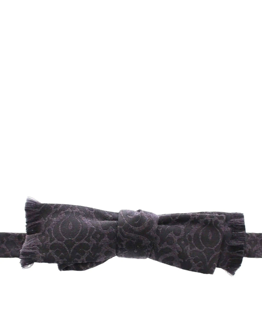 Dolce & gabbana nœud papillon homme en laine et soie gris foncé avec motif baroque paisley et bord effiloché