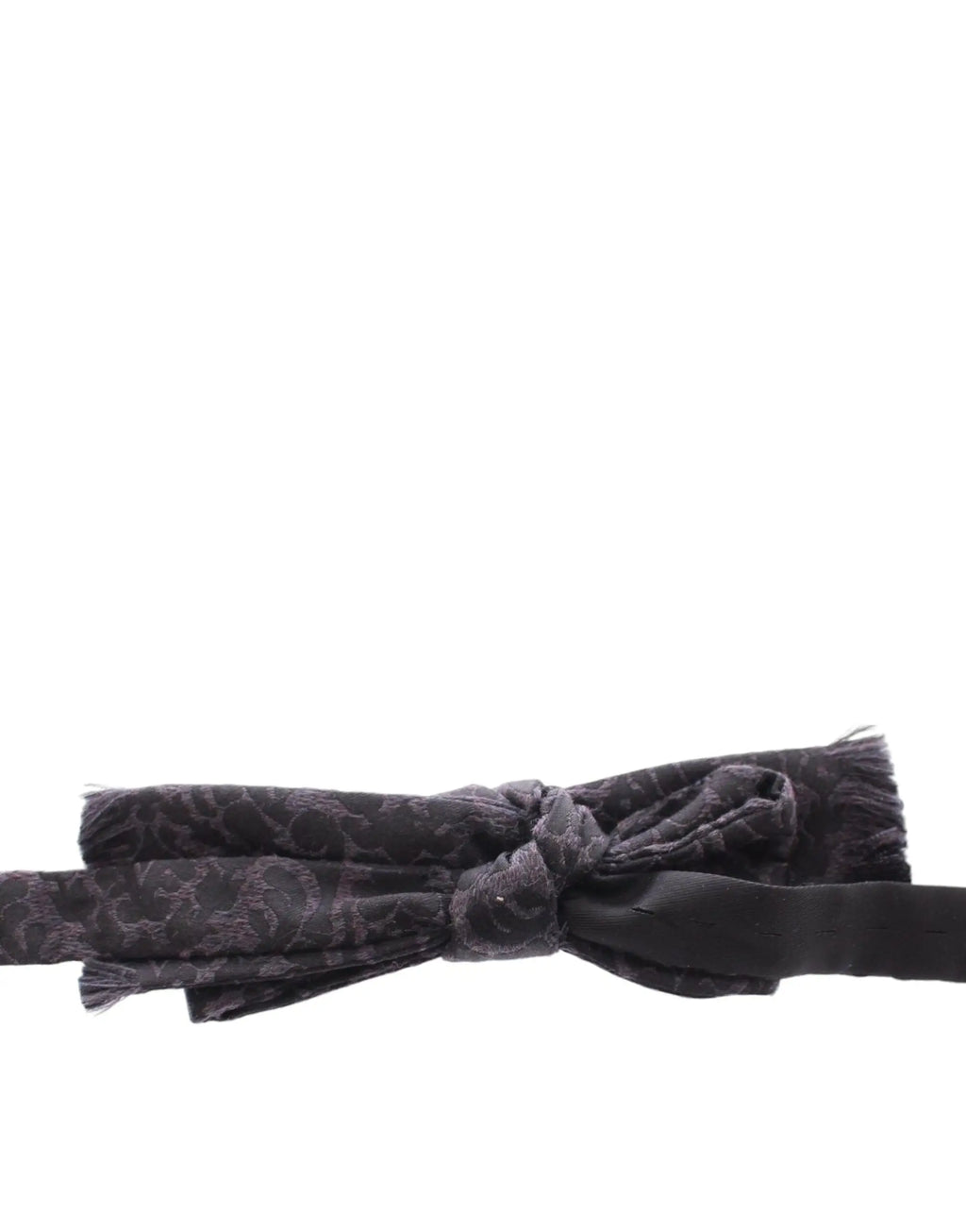 Dolce & gabbana dark gray wool silk bow tie with black patterned baroque paisley design for men