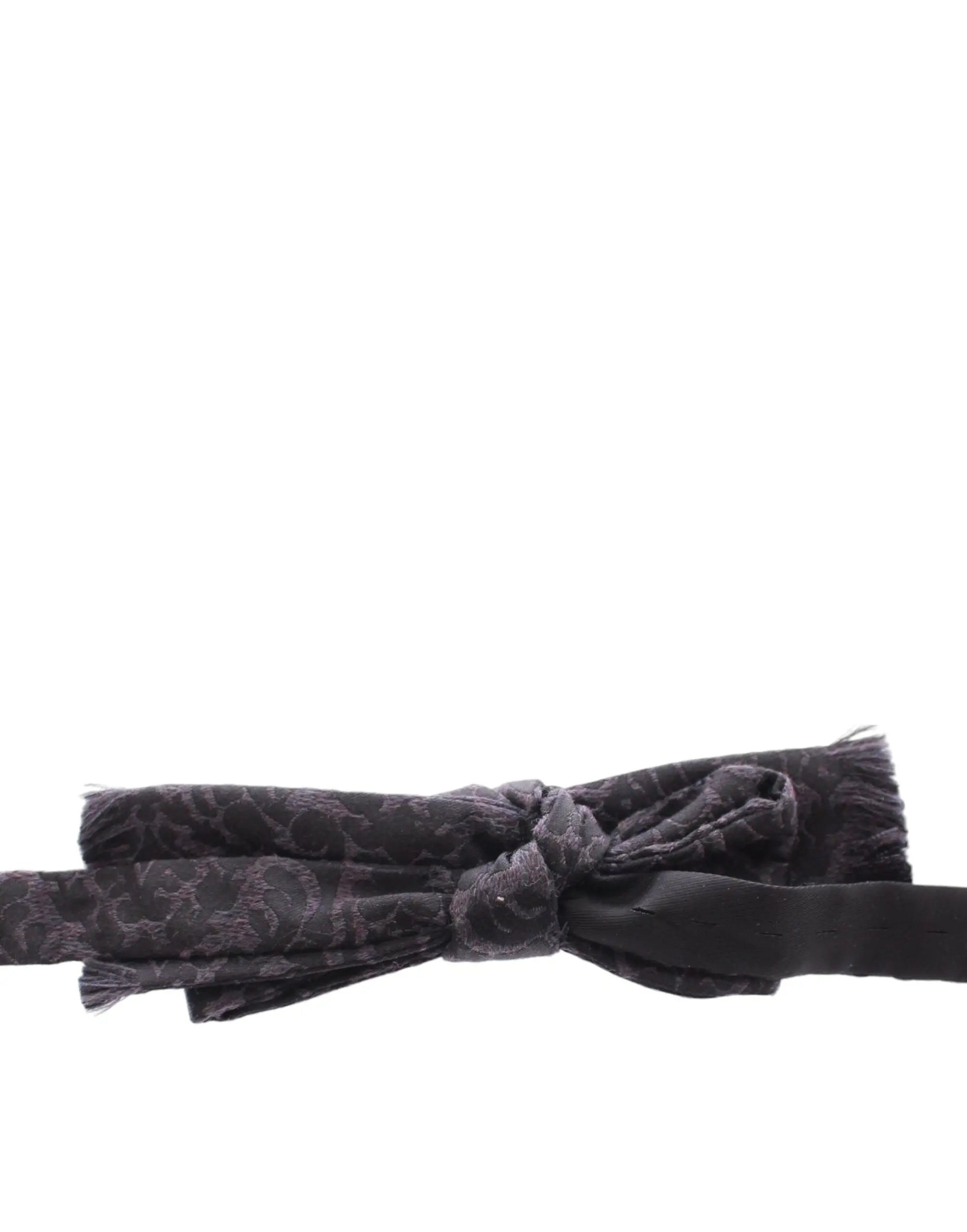 Dolce & gabbana dark gray wool silk bow tie with black patterned baroque paisley design for men