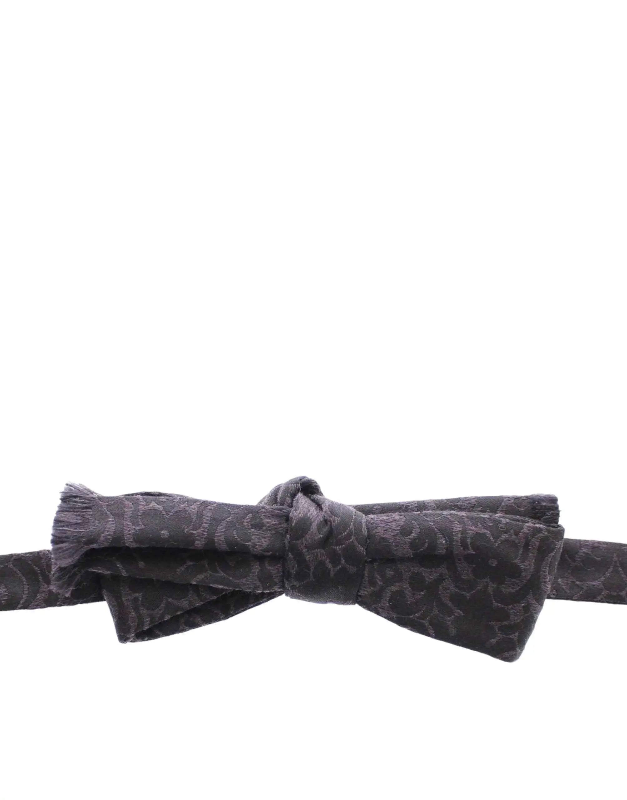 Noeud papillon dolce & gabbana en laine et soie gris foncé avec motif floral baroque subtil pour homme