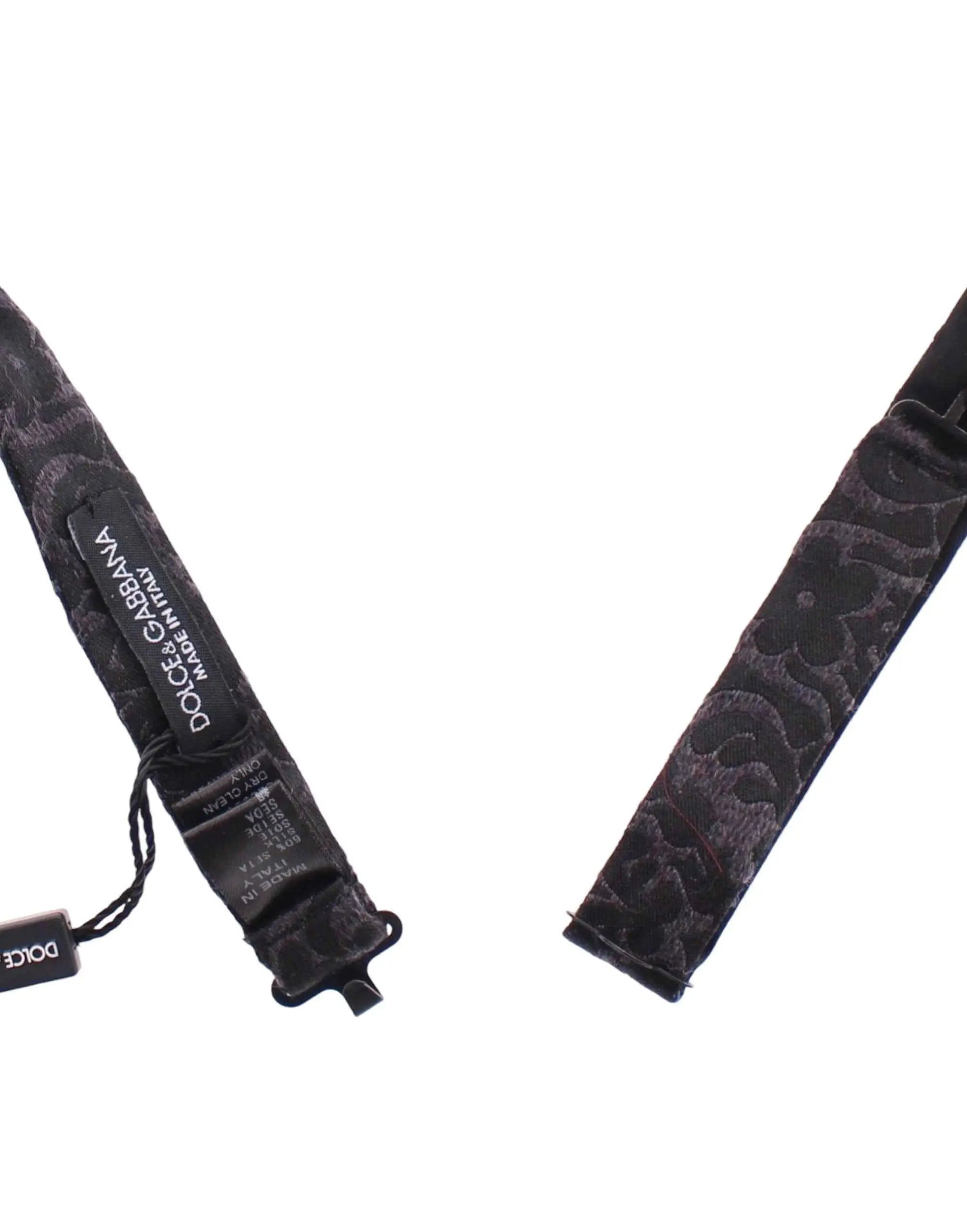 Ceinture en velours noir avec motif floral gris foncé et étiquette de marque pour homme dolce & gabbana en laine et soie
