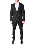 Veste noire ajustée dolce gabbana en laine gris foncé avec fermeture simple boutonnage deux boutons