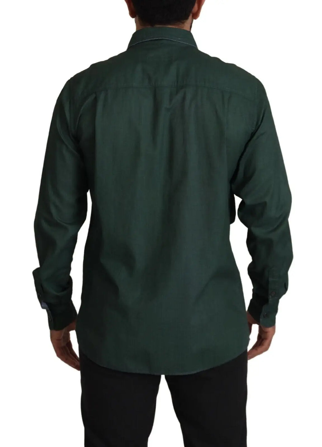 Chemise à manches longues dolce & gabbana vert foncé avec col classique et coutures discrètes
