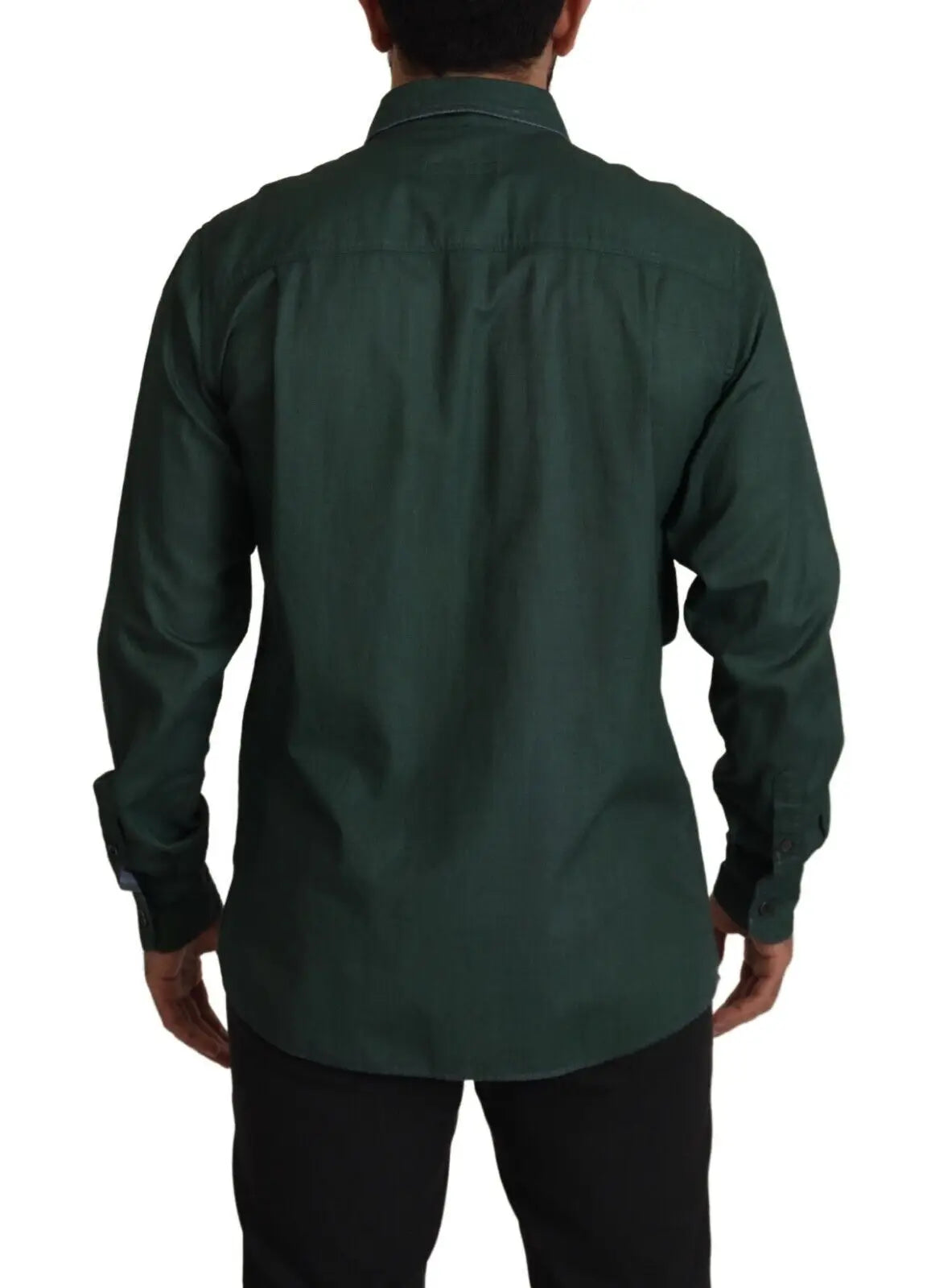 Chemise à manches longues dolce & gabbana vert foncé avec col classique et coutures discrètes