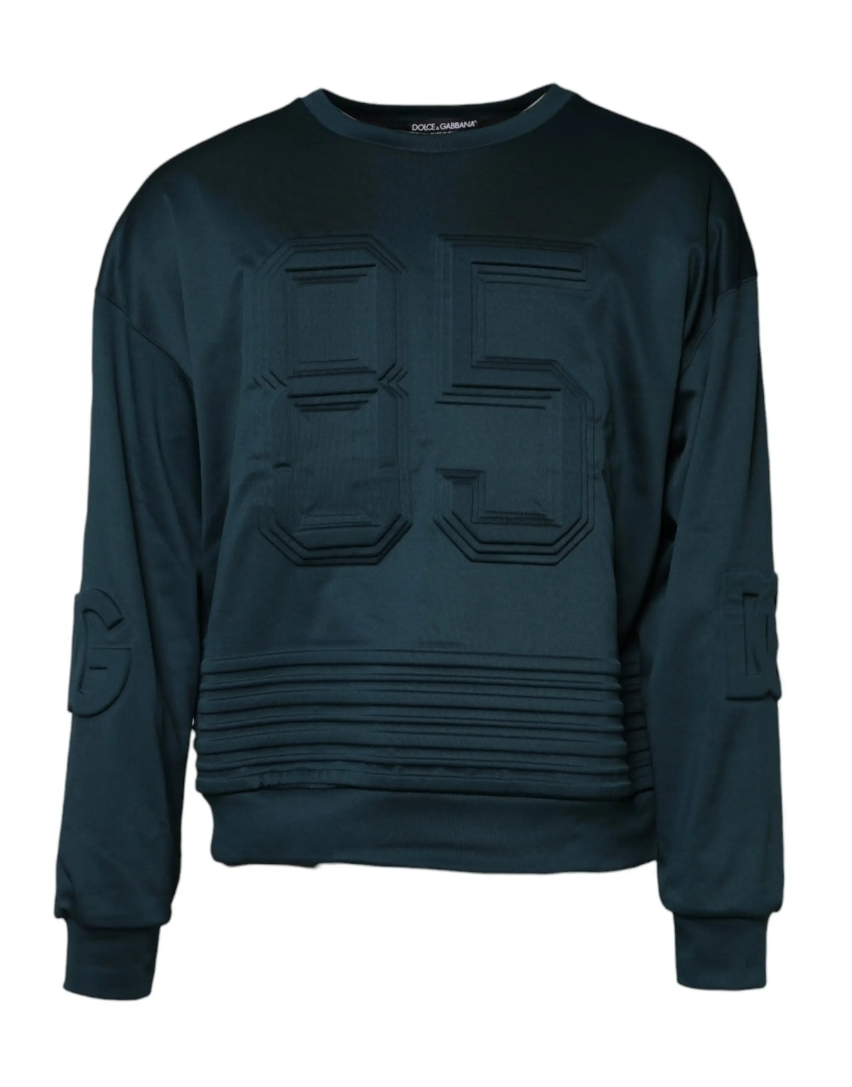 Sweatshirt dolce & gabbana vert foncé en molleton avec logo en relief 35 et logos brodés sur les manches