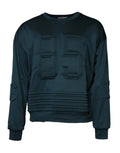 Sweatshirt dolce & gabbana vert foncé en molleton avec logo en relief 35 et broderies sur les manches