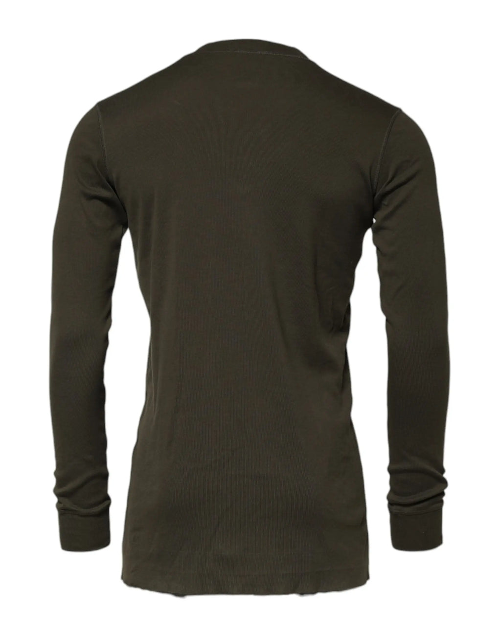 Dolce & gabbana t-shirt manches longues vert foncé en tissu thermique côtelé col rond pour homme