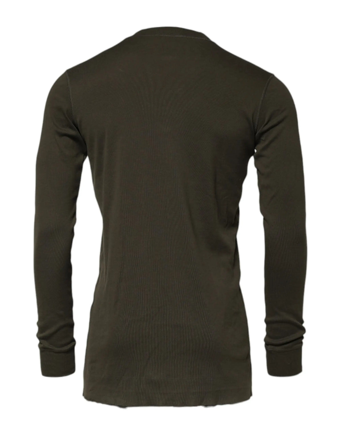 Dolce & gabbana t-shirt manches longues vert foncé en tissu thermique côtelé col rond pour homme