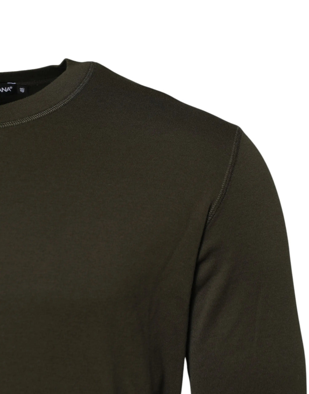 Pull dolce & gabbana vert foncé à manches longues avec col rond et détails côtelés en olive foncé