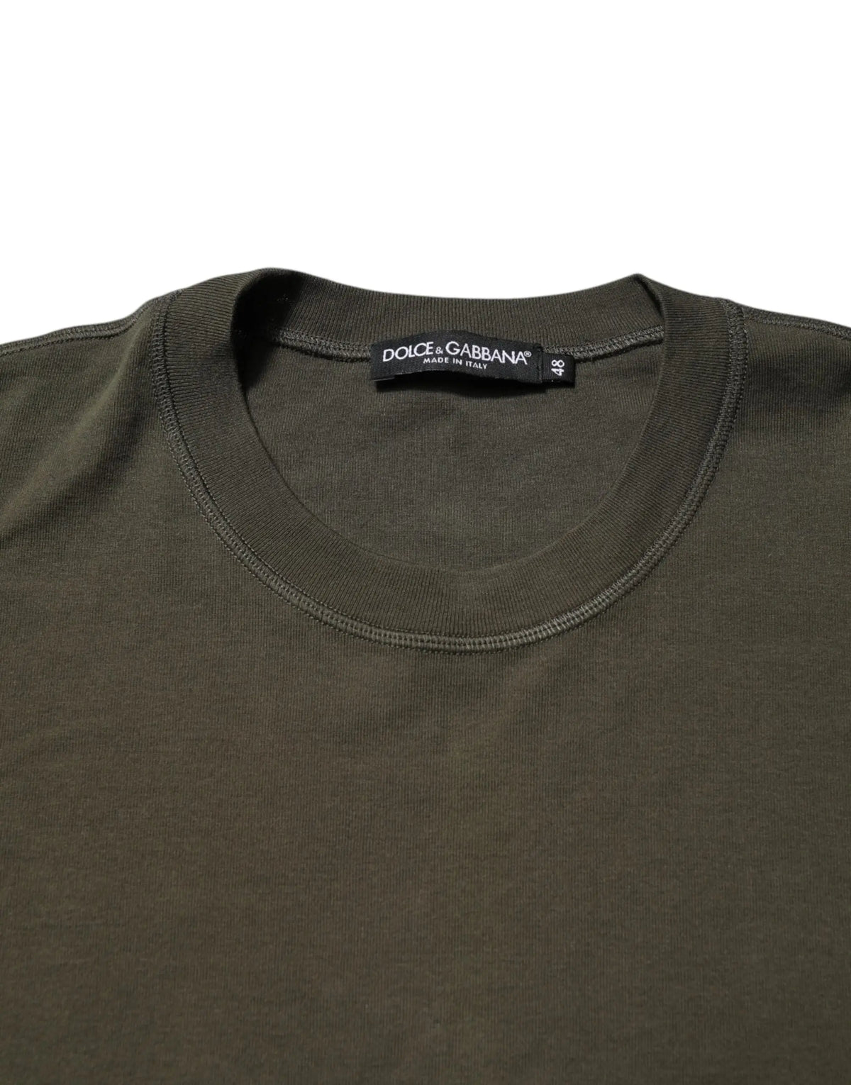 T-shirt dolce & gabbana en coton olive à col rond manche longue vert foncé