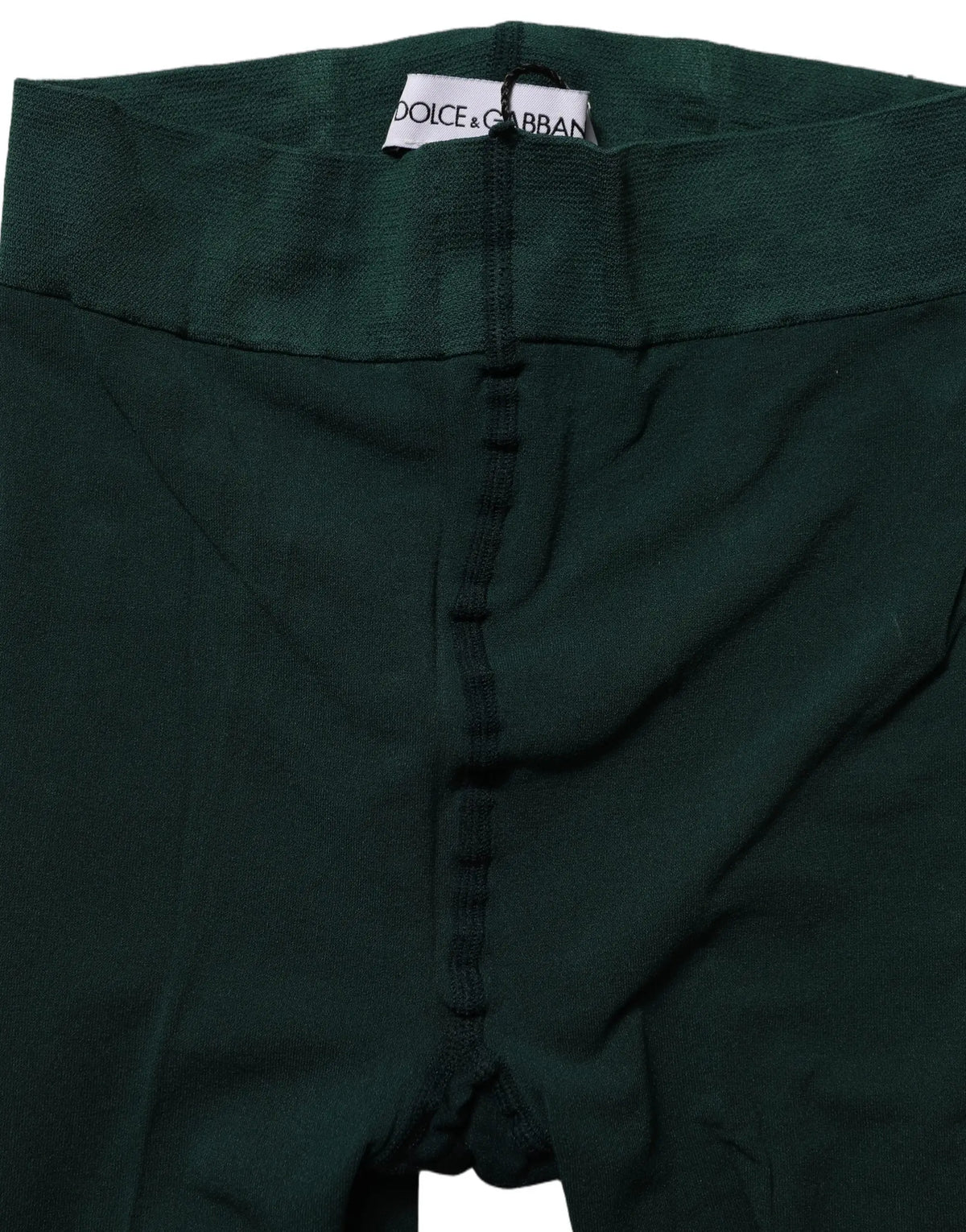 Collants dolce gabbana vert foncé en nylon avec taille côtelée et construction sans couture