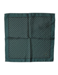 Mouchoir en soie vert foncé dolce gabbana avec motif diagonal subtil et bord noir 32cm x 31cm avec logo d&g