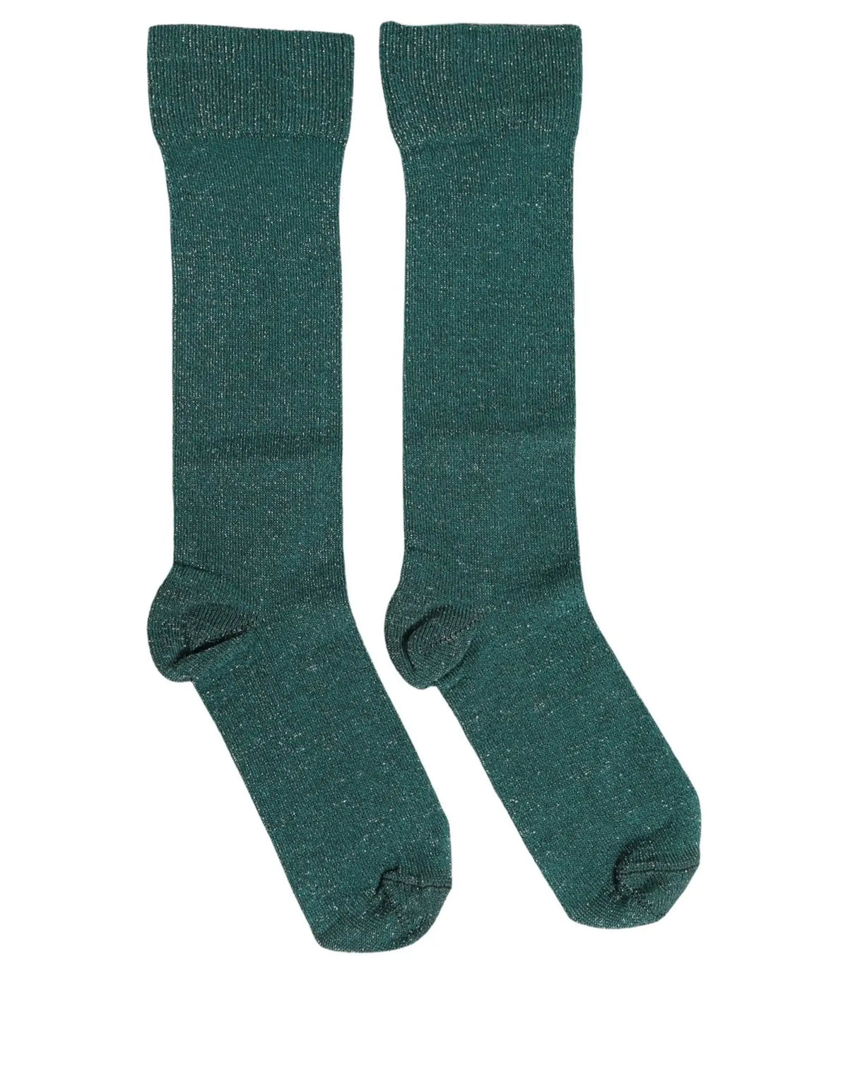Une paire de chaussettes mi-mollet dolce & gabbana vert foncé en viscose côtelée avec une texture subtilement scintillante