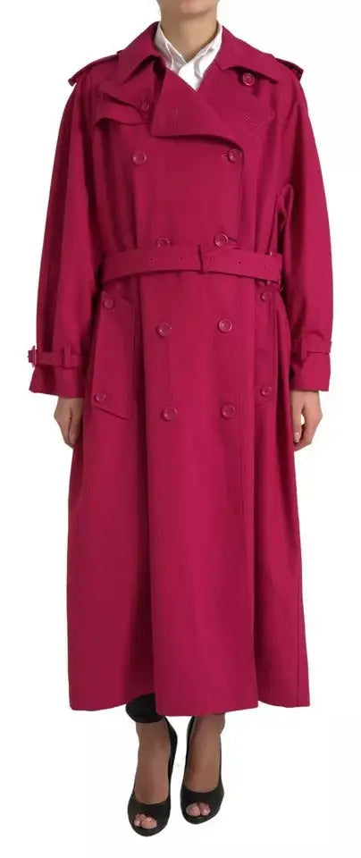 Dolce & Gabbana trench coat fuchsia double boutonnage avec ceinture taille en tissu léger classique