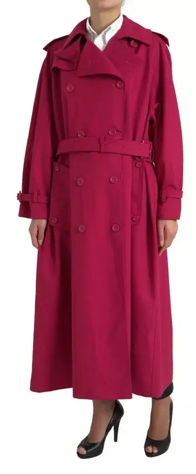 Dolce & Gabbana trench-coat fuchsia double boutonnage avec boutons assortis et ceinture à la taille