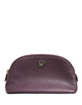 Petite trousse cosmétique dolce & gabbana en cuir violet texturé avec fermeture éclair dorée et plaque logo dg