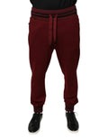 Joggers marron dolce & gabbana en coton pour homme avec taille et poignets rayés noirs et cordon de serrage