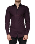 Chemise habillée pour homme dolce & gabbana en coton violet foncé avec col classique et boutonnage devant