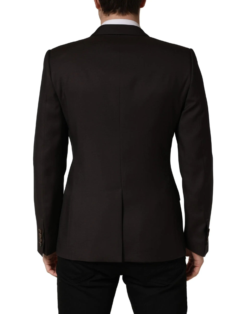 Veste de costume noire dolce & gabbana en laine violet foncé double boutonnage avec design structuré et texture subtile