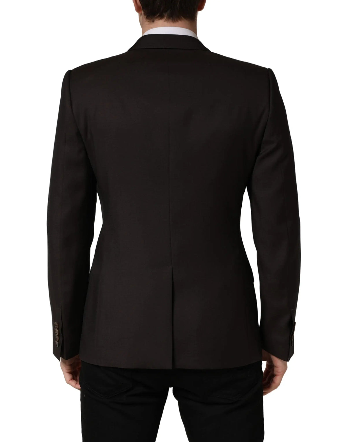Veste de costume noire dolce & gabbana en laine violet foncé double boutonnage avec design structuré et texture subtile