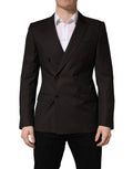 Veste de costume double boutonnage noire en laine violette foncée dolce gabbana avec revers à crans et boutons foncés