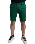 Dolce gabbana bermuda homme en coton stretch vert foncé avec coupe ajustée et passants de ceinture à trois boutons