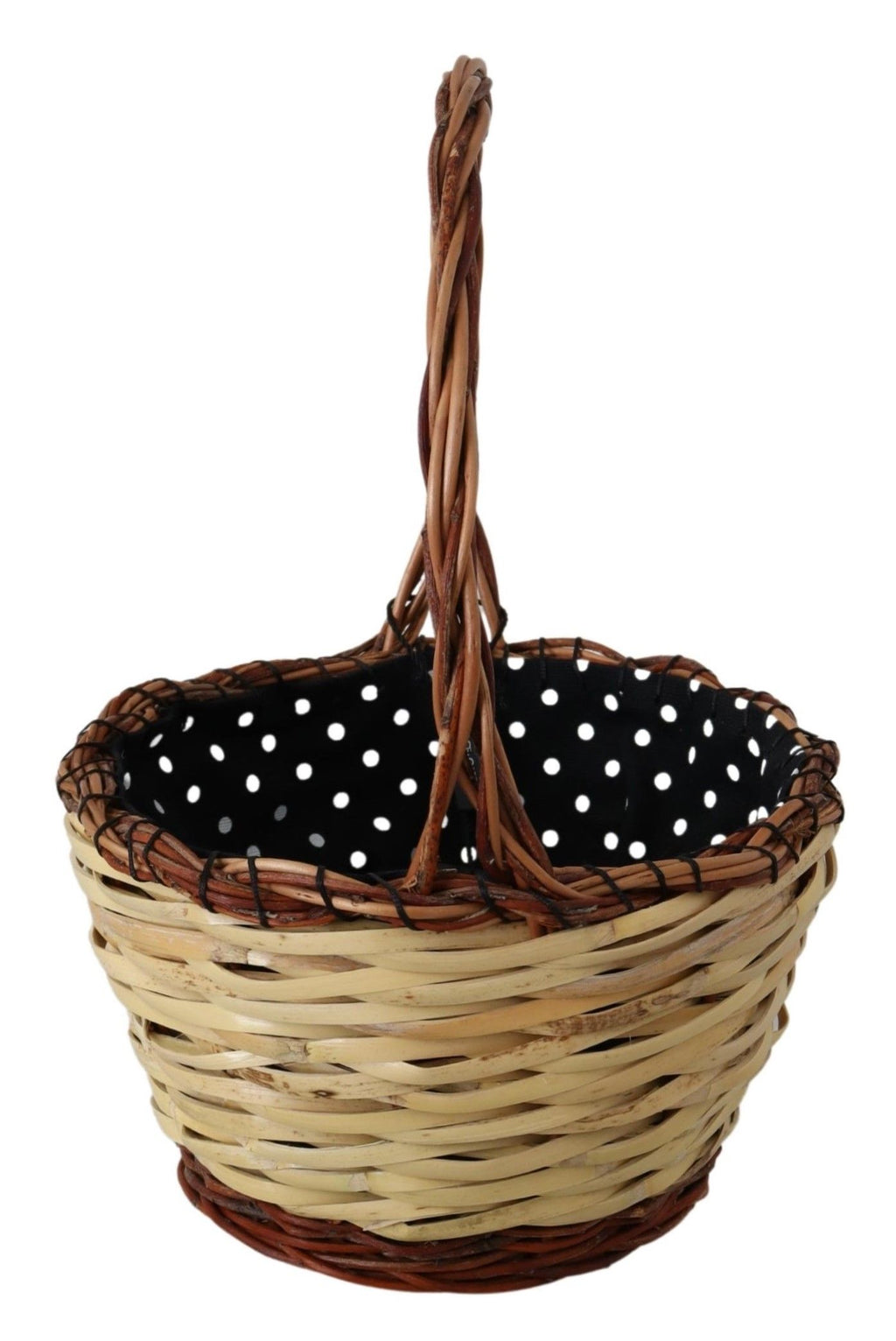 Panier cabas en rotin beige Dolce & Gabbana en bois et osier, avec poignées tressées, idéal pour un style chic et naturel.