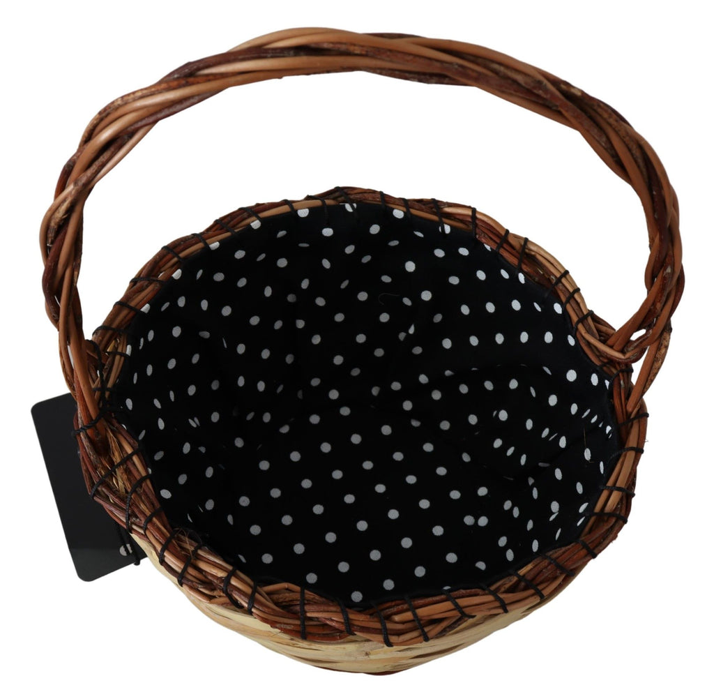 Sac cabas en rotin beige Dolce & Gabbana en bois et rotin, idéal pour un style élégant et naturel.