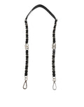 Sangle d'épaule en cuir noir avec chaîne en argent pour sac Dolce & Gabbana, accessoire élégant et sophistiqué.