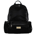 Sac à dos en nylon noir Dolce & Gabbana avec logo et poches, idéal pour un style élégant et pratique.