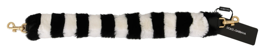 Sangle d'accessoire pour épaule en fourrure de lapin noir et blanc de Dolce & Gabbana.