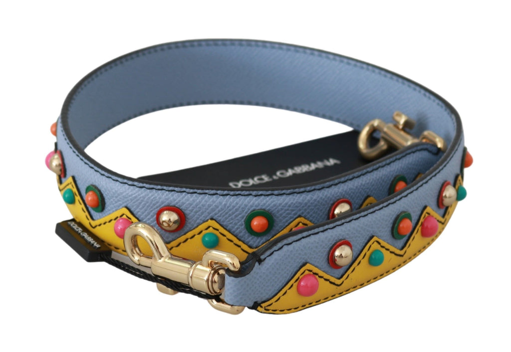 Sangle d'épaule en cuir pour sac à main Dolce & Gabbana, accessoire bleu pour sac à main de luxe.
