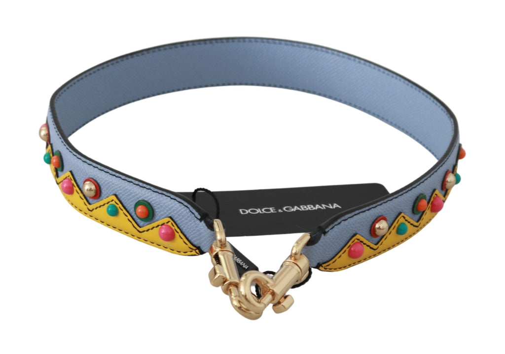 Sangle de sac à main Dolce & Gabbana en cuir bleu pour accessoire à épaule, élégante et sophistiquée.