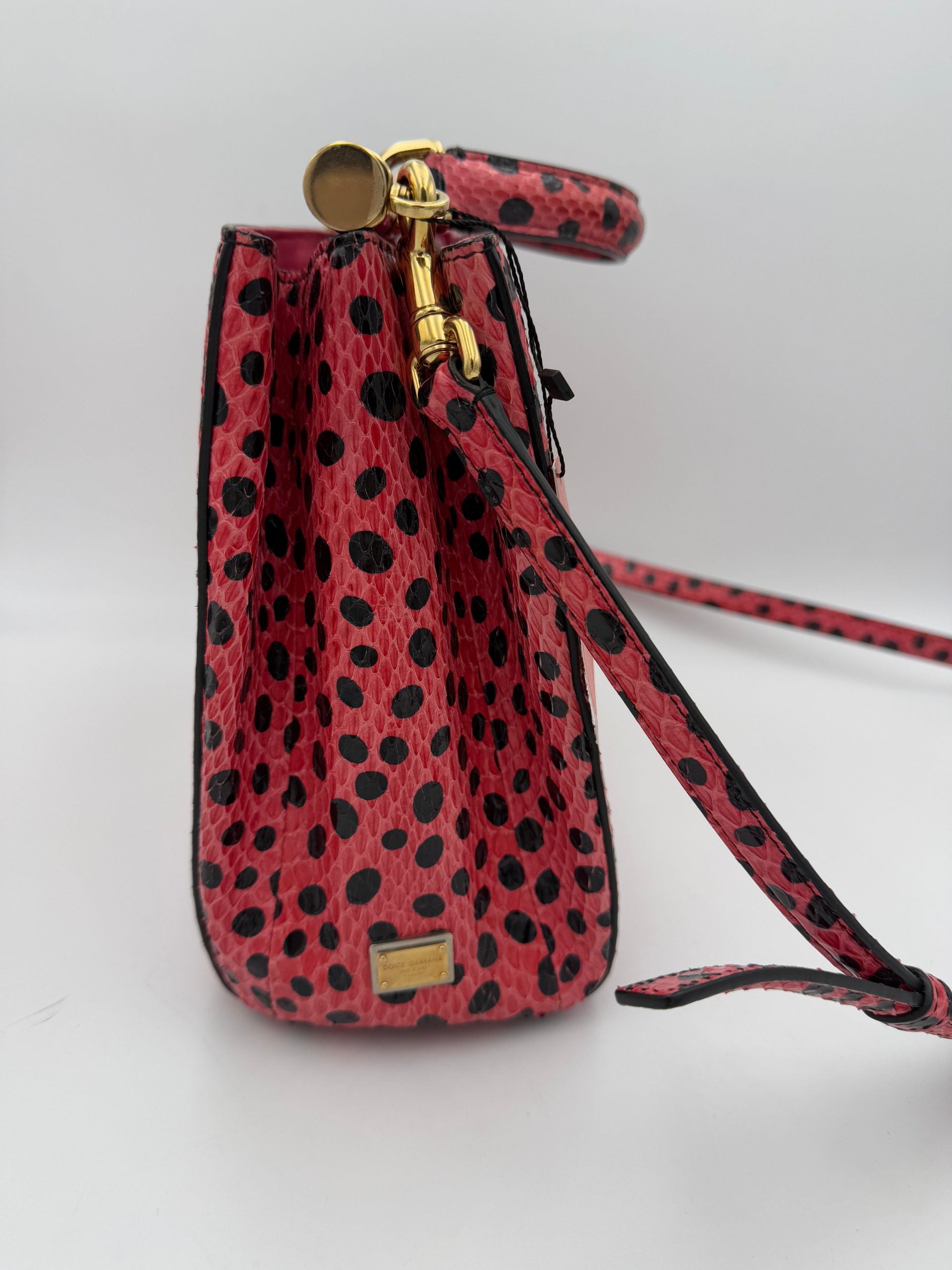 Sac à main Dolce & Gabbana Sicily en peau de reptile, élégant et luxueux, avec détails sophistiqués et finition raffinée.