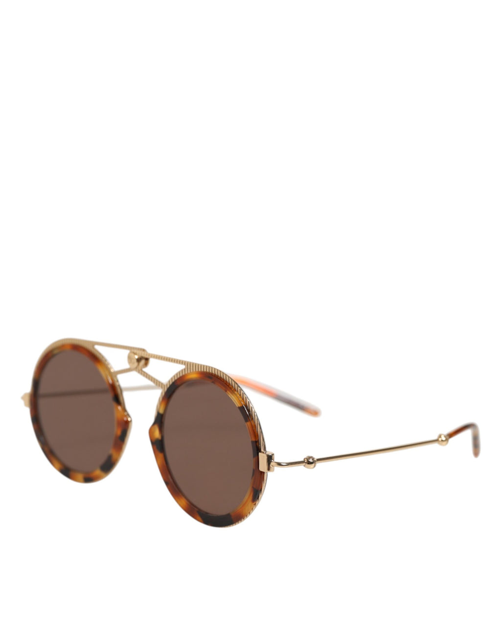 Lunettes de soleil Dolce & Gabbana Havana en or avec monture en acétate, style élégant et fait main.