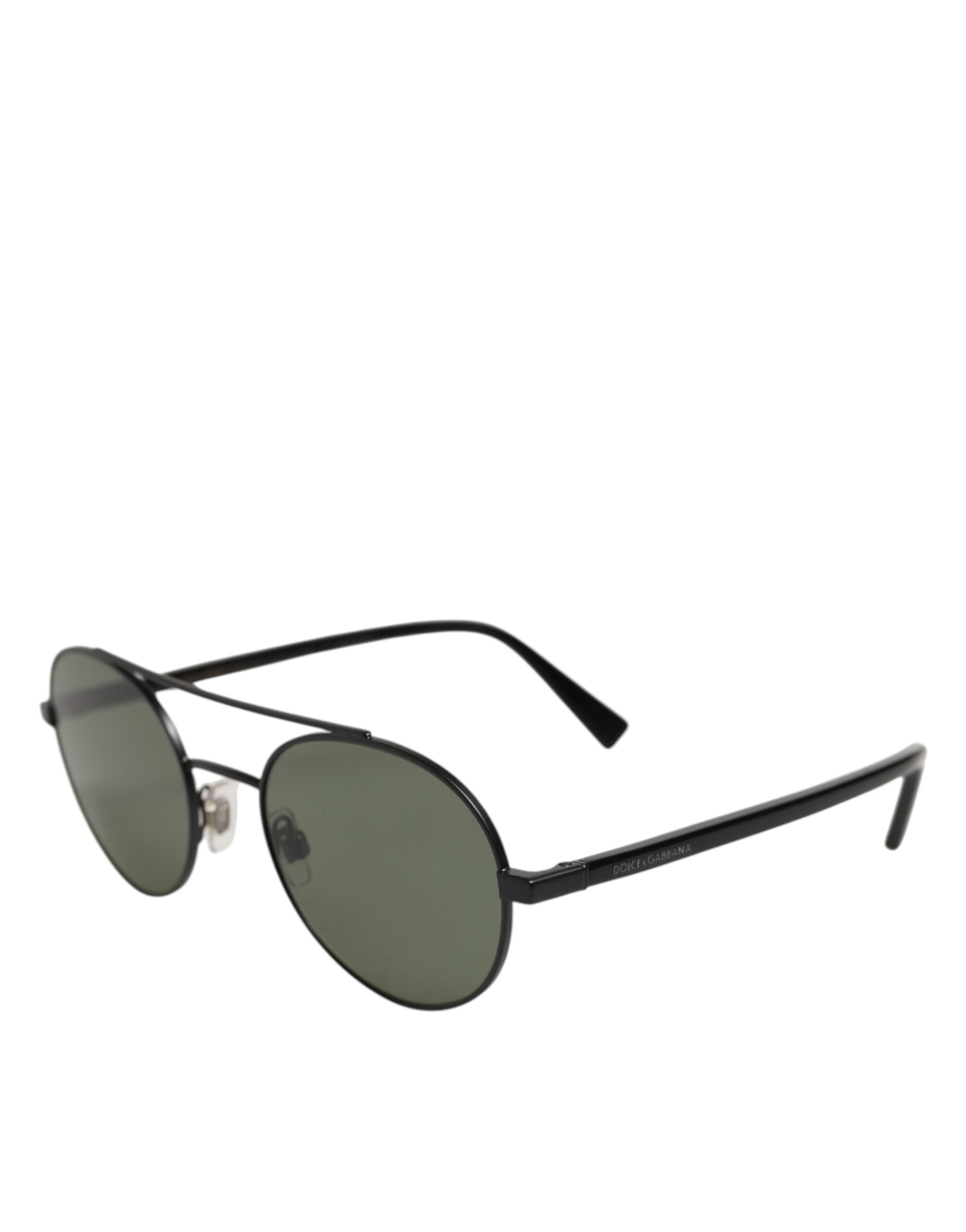 Lunettes de soleil Dolce & Gabbana avec monture noire matte en acier et verres gris, mode élégante et moderne