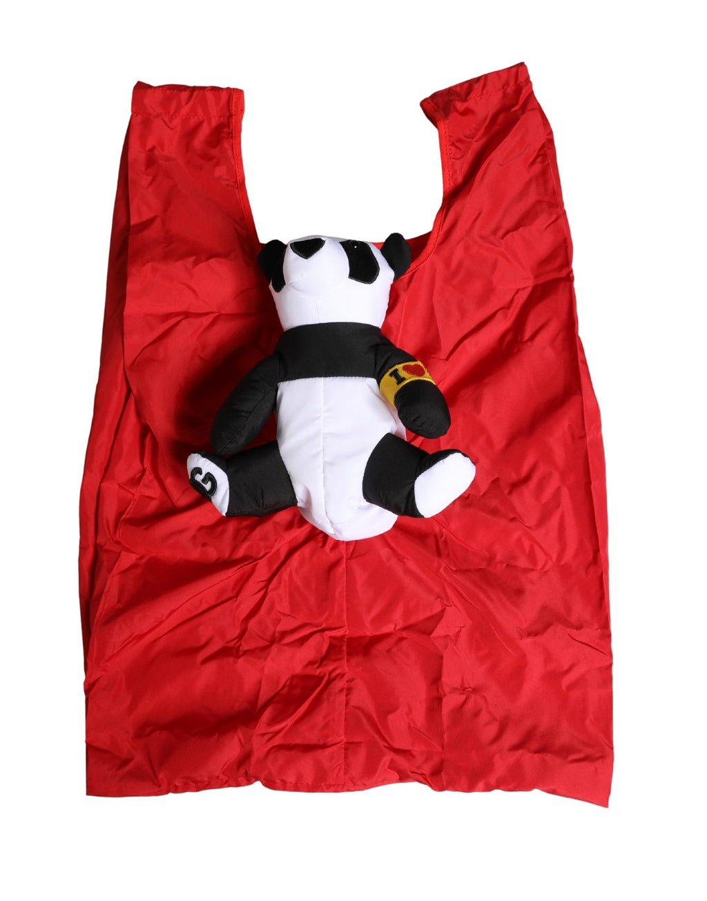 Sac à main écologique pour hommes Dolce & Gabbana en polyester rouge avec motif panda, sac tote pratique et stylé.
