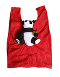 Sac à main écologique pour hommes Dolce & Gabbana en polyester rouge avec motif panda, sac tote pratique et stylé.