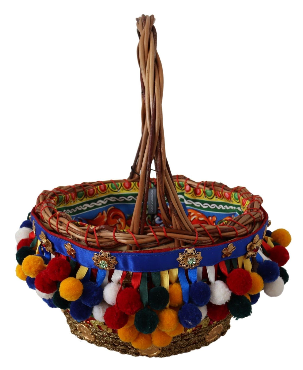 Sac à main Dolce & Gabbana Agnese en coton multicolore avec embellissements, style tote basket élégant et coloré.