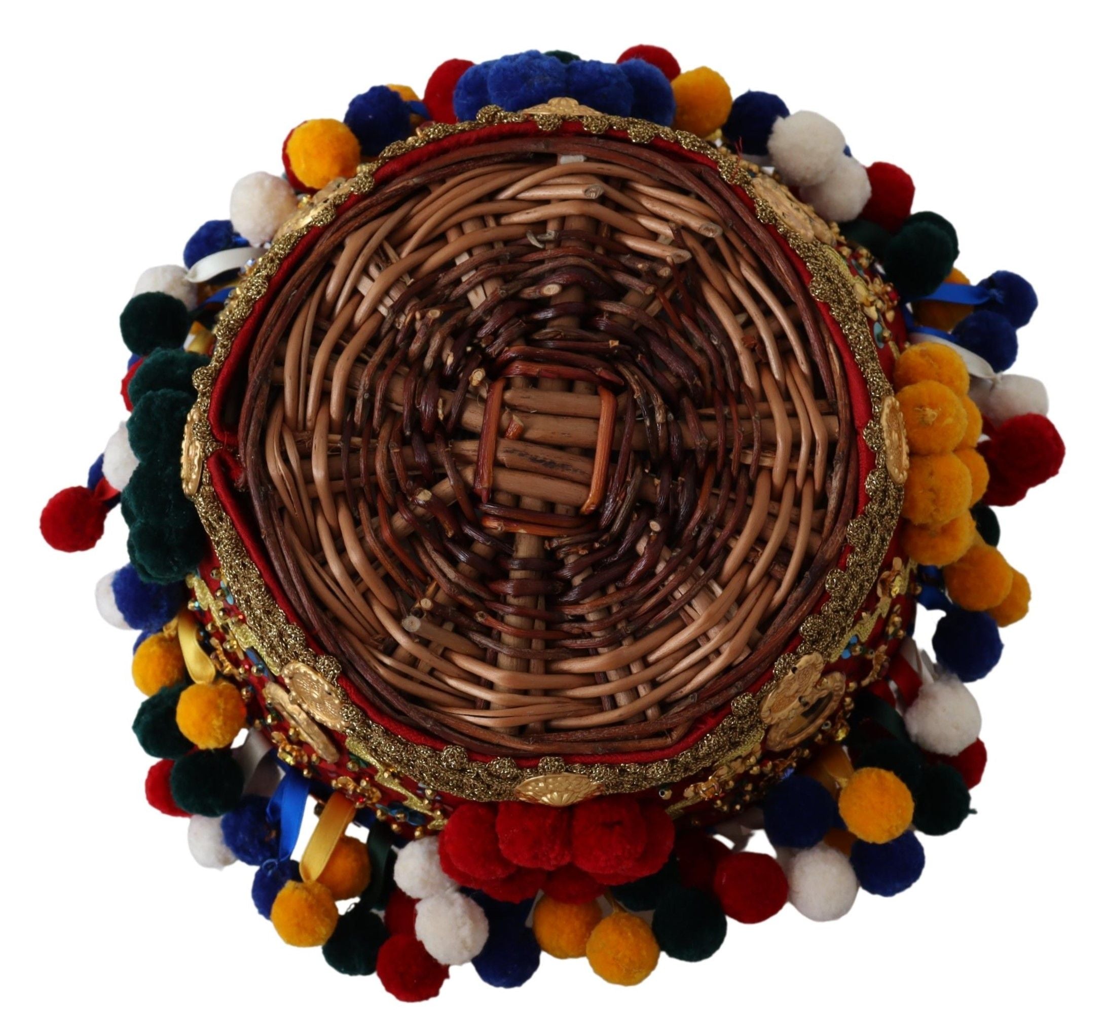 Sac tote Dolce & Gabbana Agnese en coton multicolore orné de broderies et d'embellissements, vue de face.