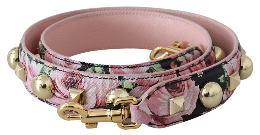 Sangle d'épaule en or avec motifs floraux roses pour sac Dolce & Gabbana, accessoire élégant et orné de perles.
