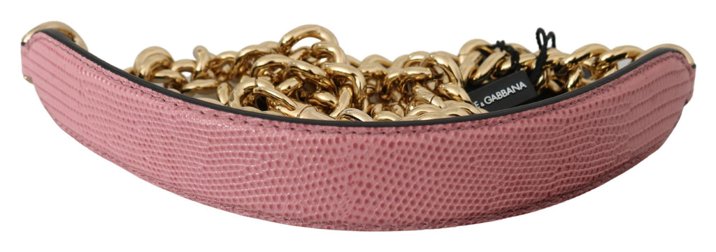 Sangle d'épaule en cuir rose avec chaîne dorée de Dolce & Gabbana, accessoire élégant pour sac à main.