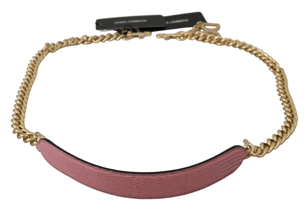 Sangle de cuir rose Dolce & Gabbana avec chaîne dorée pour accessoire d'épaule élégante.