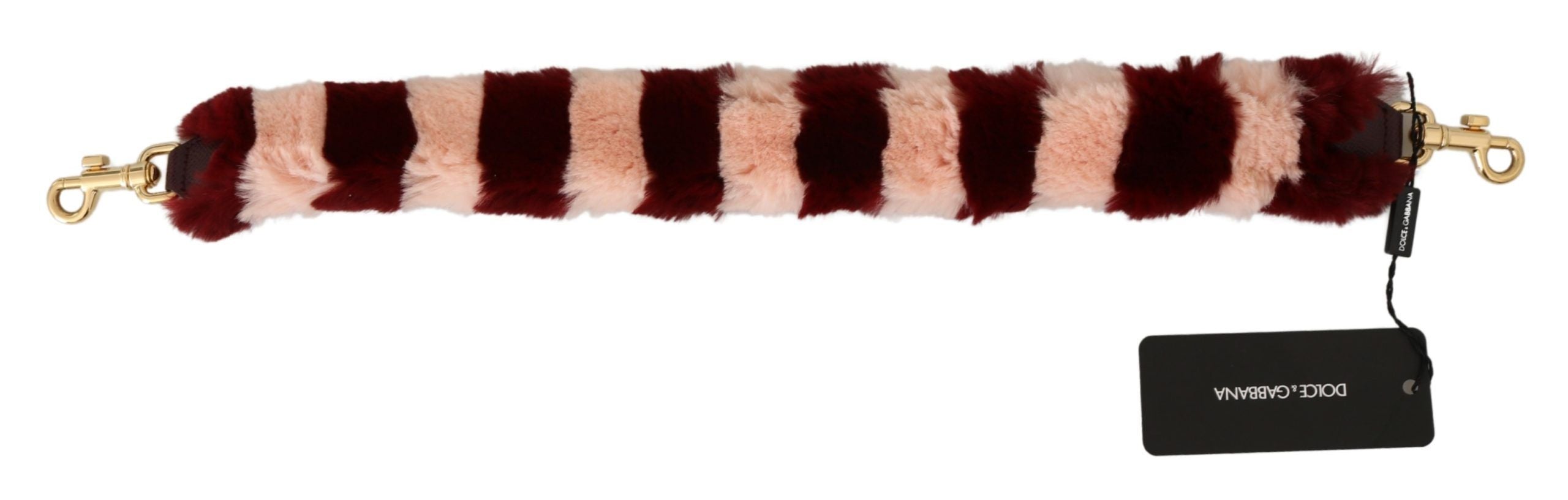 Sangle d'épaule en fourrure rose et rouge Dolce & Gabbana, accessoire élégant avec lapin, pour sac à main.