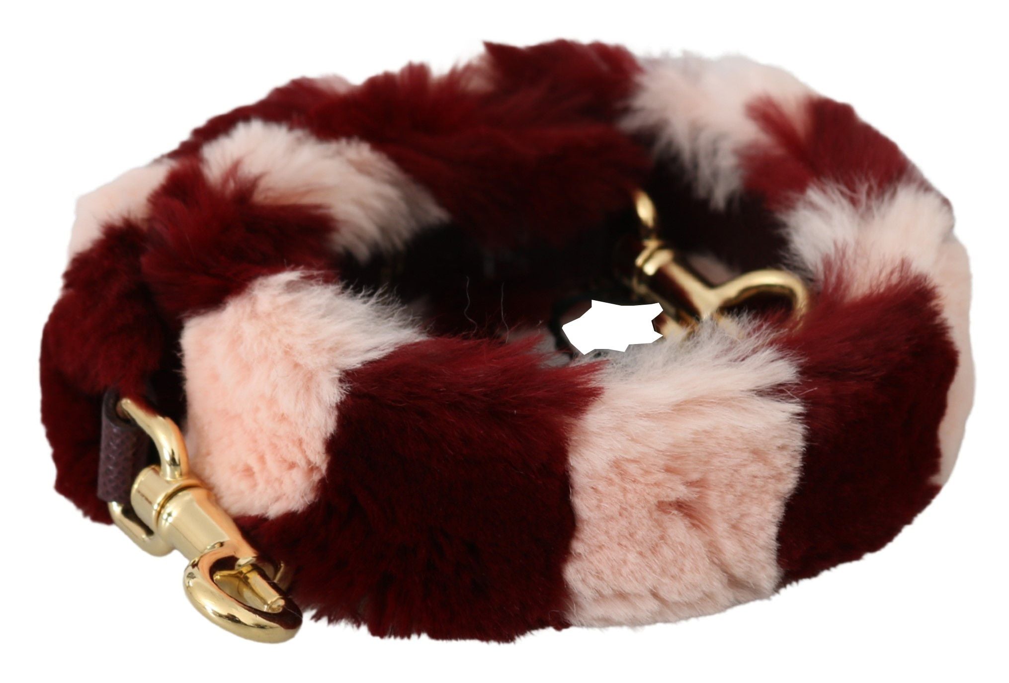 Sangle d'épaule Dolce & Gabbana en fourrure de lapin rose et rouge, accessoire élégant pour sac à main.