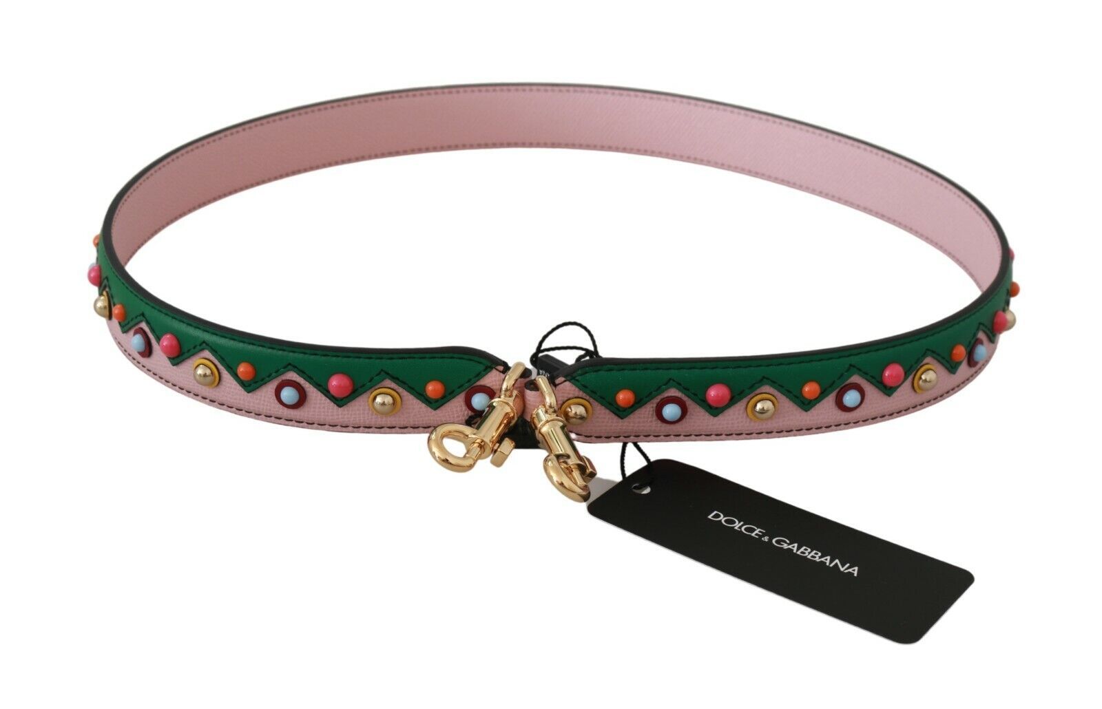 Sangle d'épaule en cuir rose pour sac à main Dolce & Gabbana, accessoire élégant et tendance.