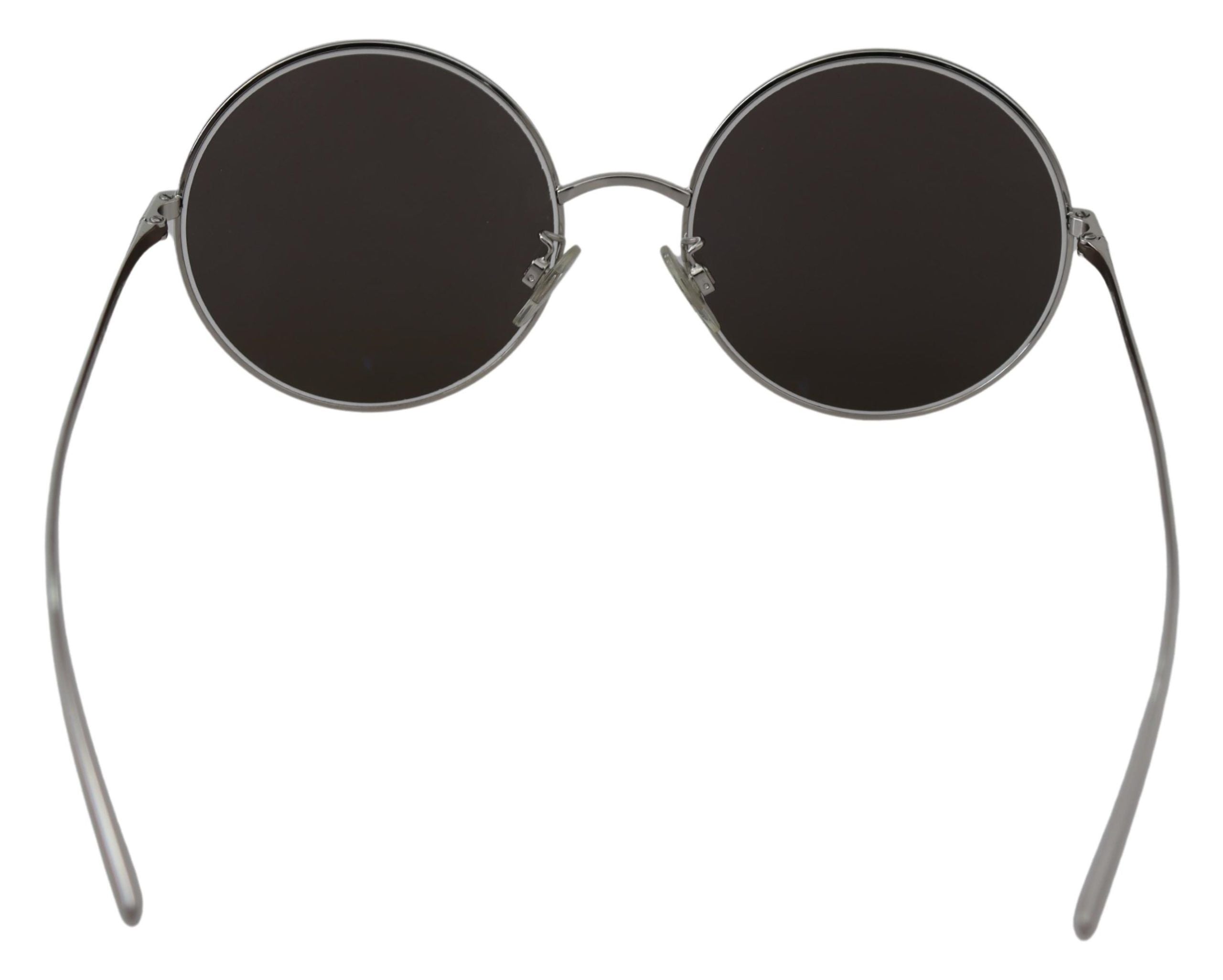 Lunettes de soleil rondes pour femmes Dolce & Gabbana en plaqué argent et lentilles grises.