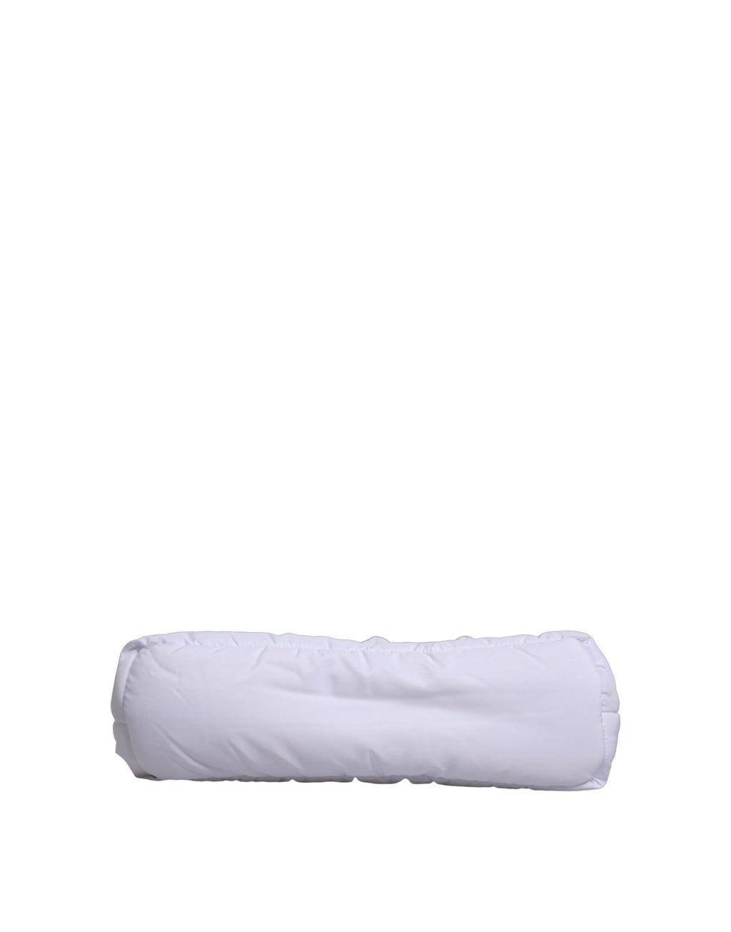 Sac à épaules en polyester matelassé blanc avec plaque logo Dolce & Gabbana, design élégant et moderne.